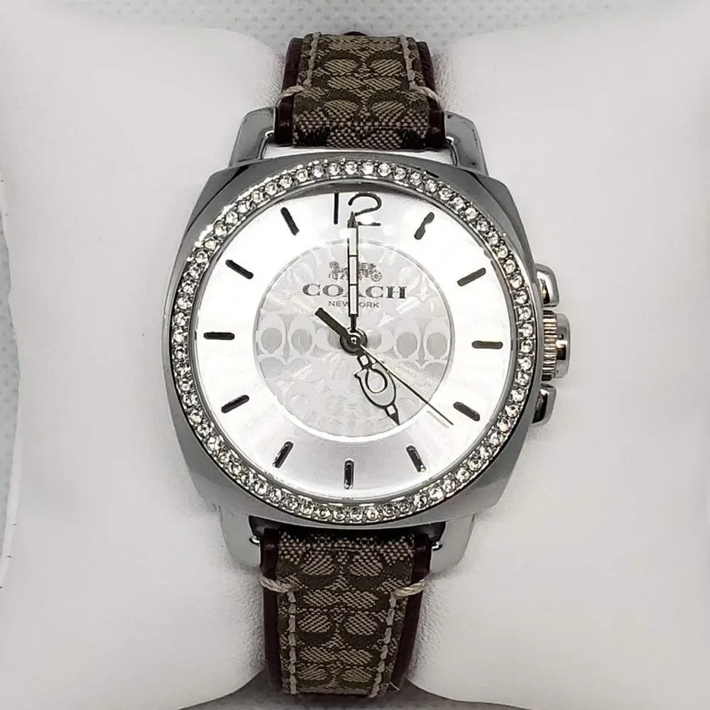 Coach Signature Boyfriend Watch Khaki/Burgundy